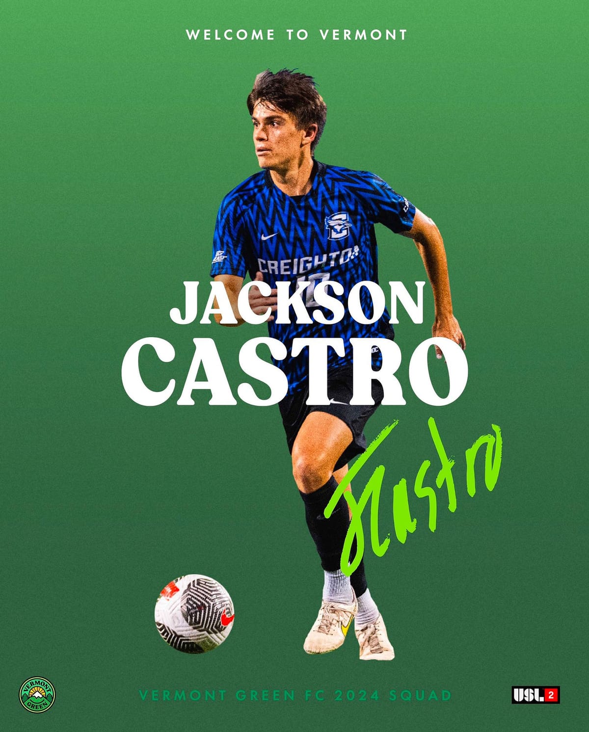Jackson Castro Joins Vermont Green FC Post feature image
