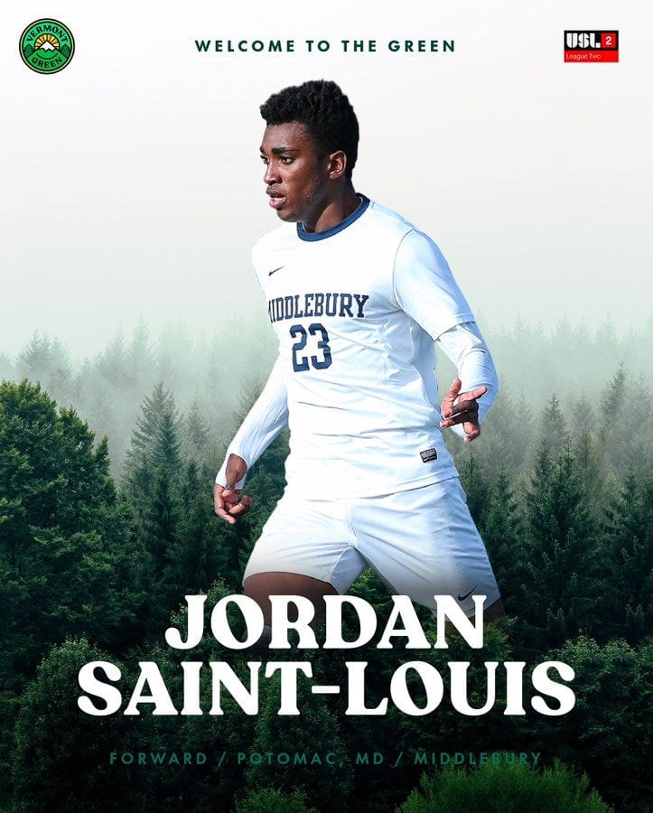 Vermont Green FC Sign Jordan Saint-Louis Post feature image