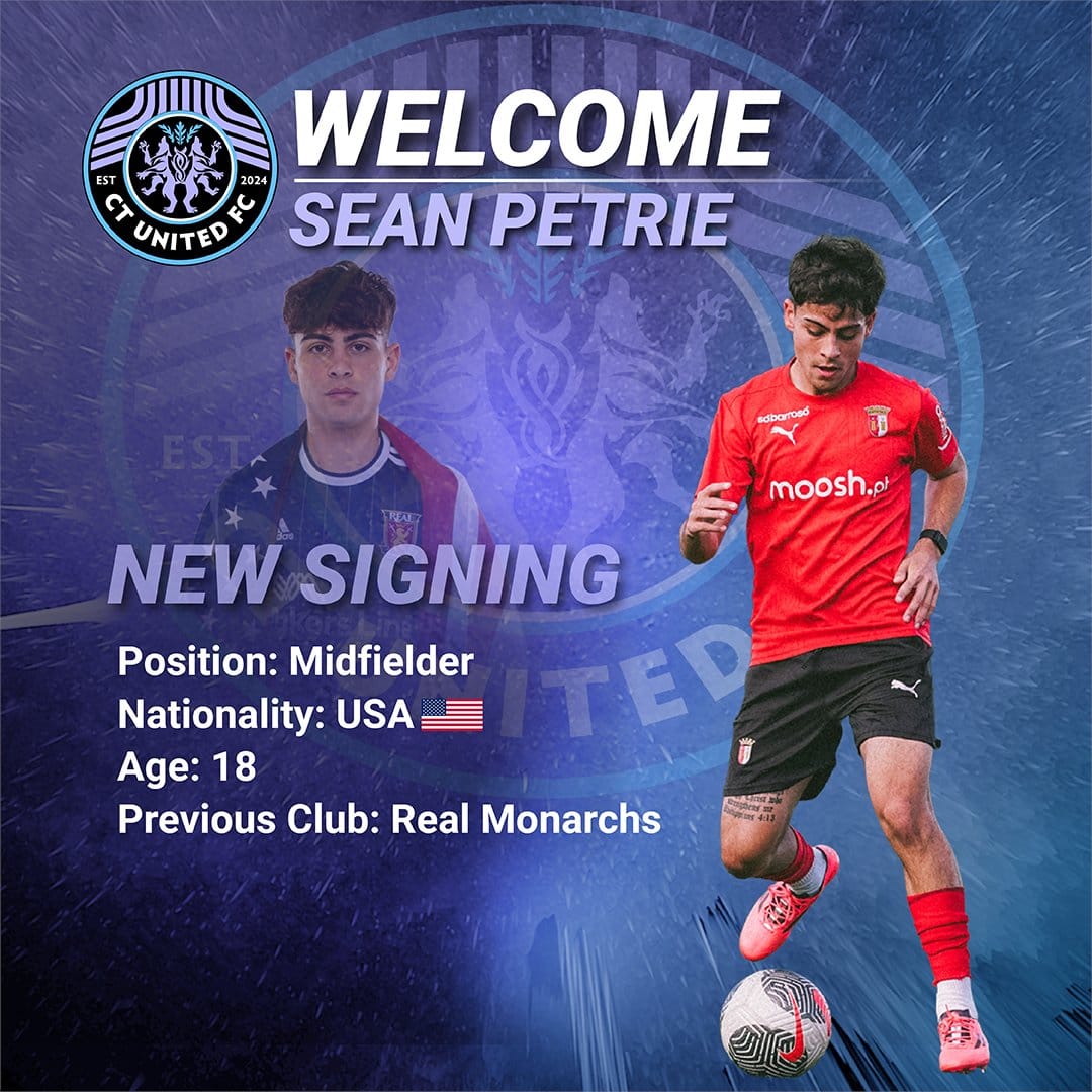 CT United FC Signs Sean Petrie Post feature image