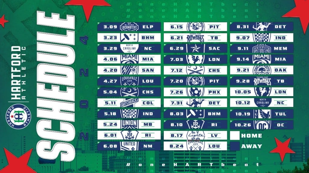 2024 Hartford Athletic Schedule Released  Post image