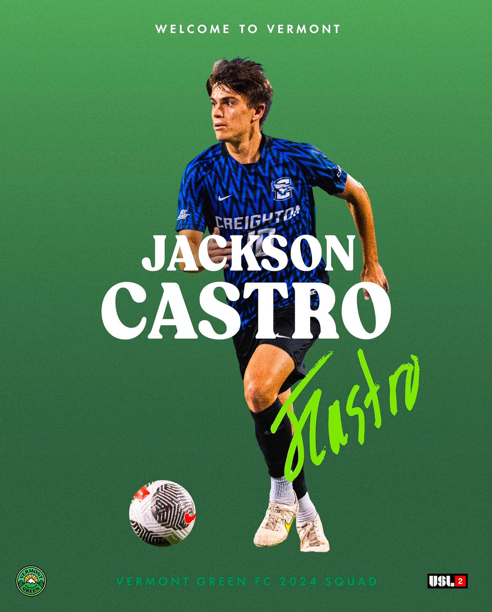 Jackson Castro Joins Vermont Green FC Post image
