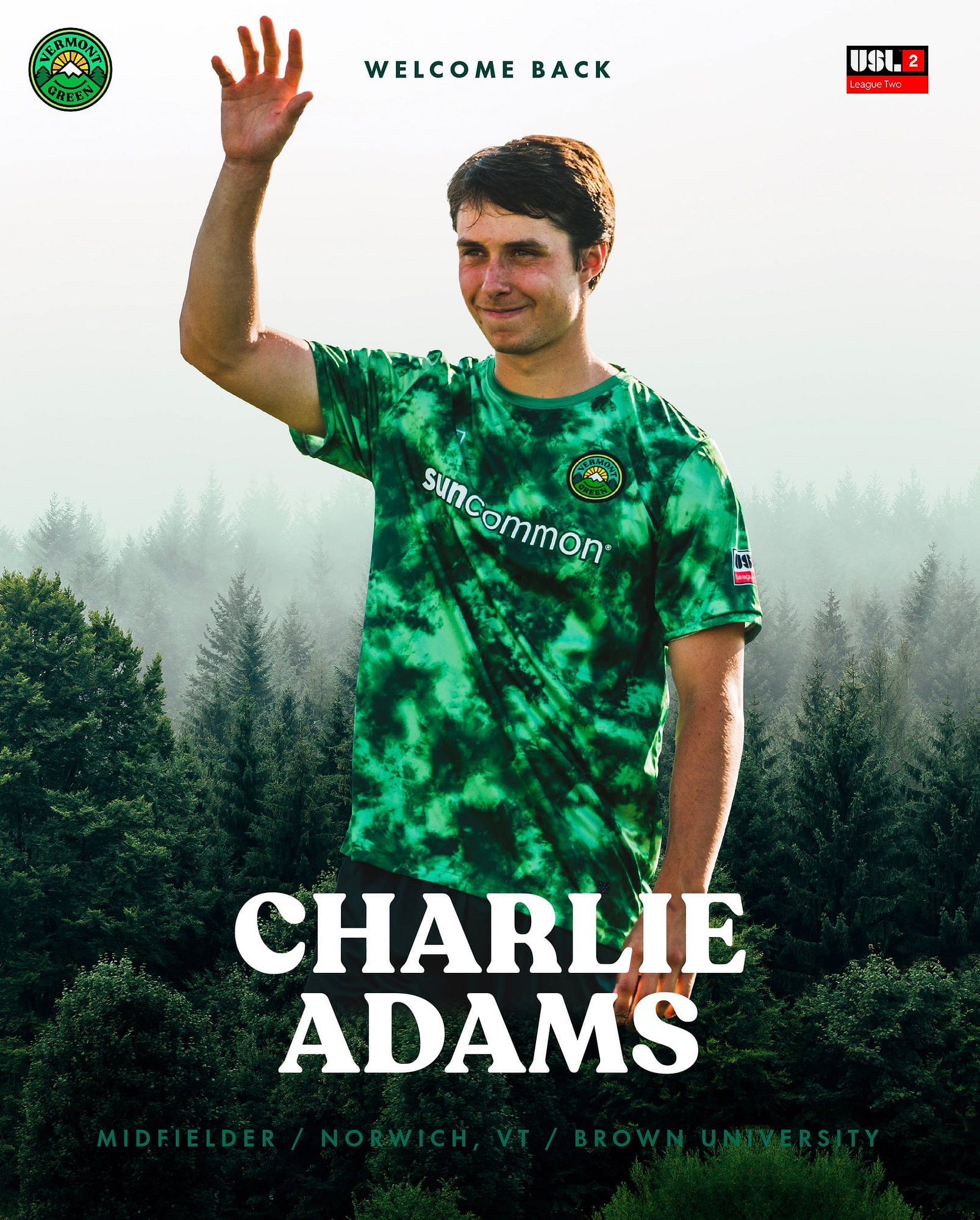 Vermont’s own Charlie Adams returning to Vermont Green FC in 2023 Post image