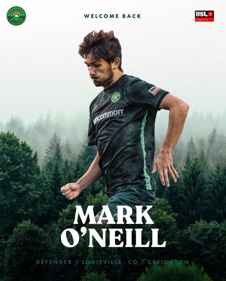 Mark O'Neill Returns to Vermont Green FC Post feature image